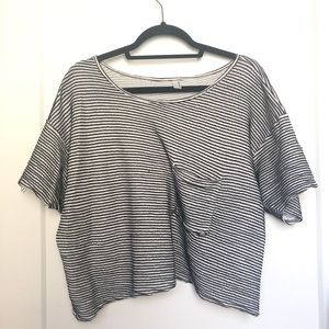 100% Cotton Slouchy Boxy Striped Pocket T-Shirt